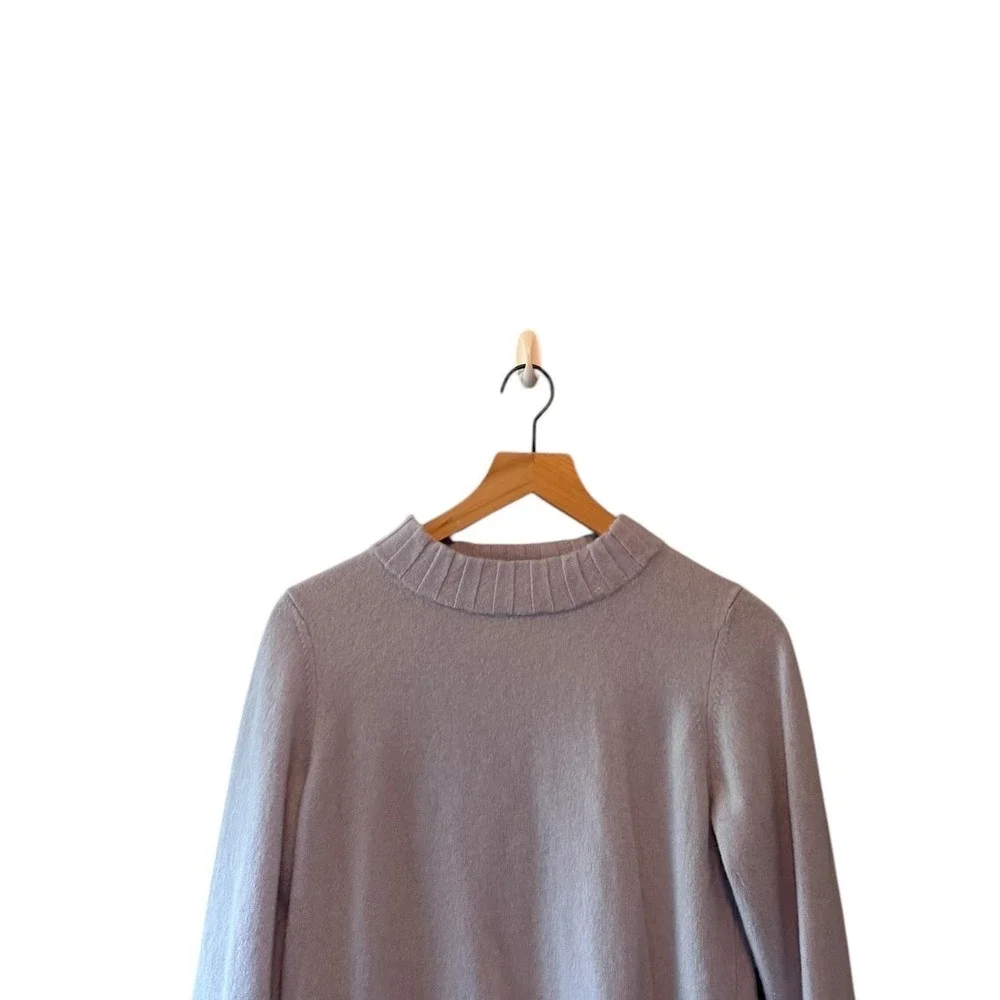 Maxwell & Co Falmouth Cape Cod 100% Cashmere Mock Neck Ribbed Sweater Lavender L